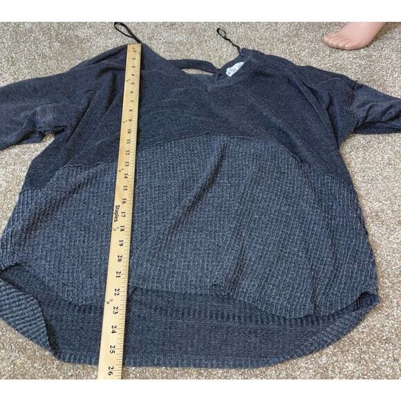 Knox Rose sweater top charcoal gray SZ XXL pull over V-Neck cris cross back - Picture 7 of 9